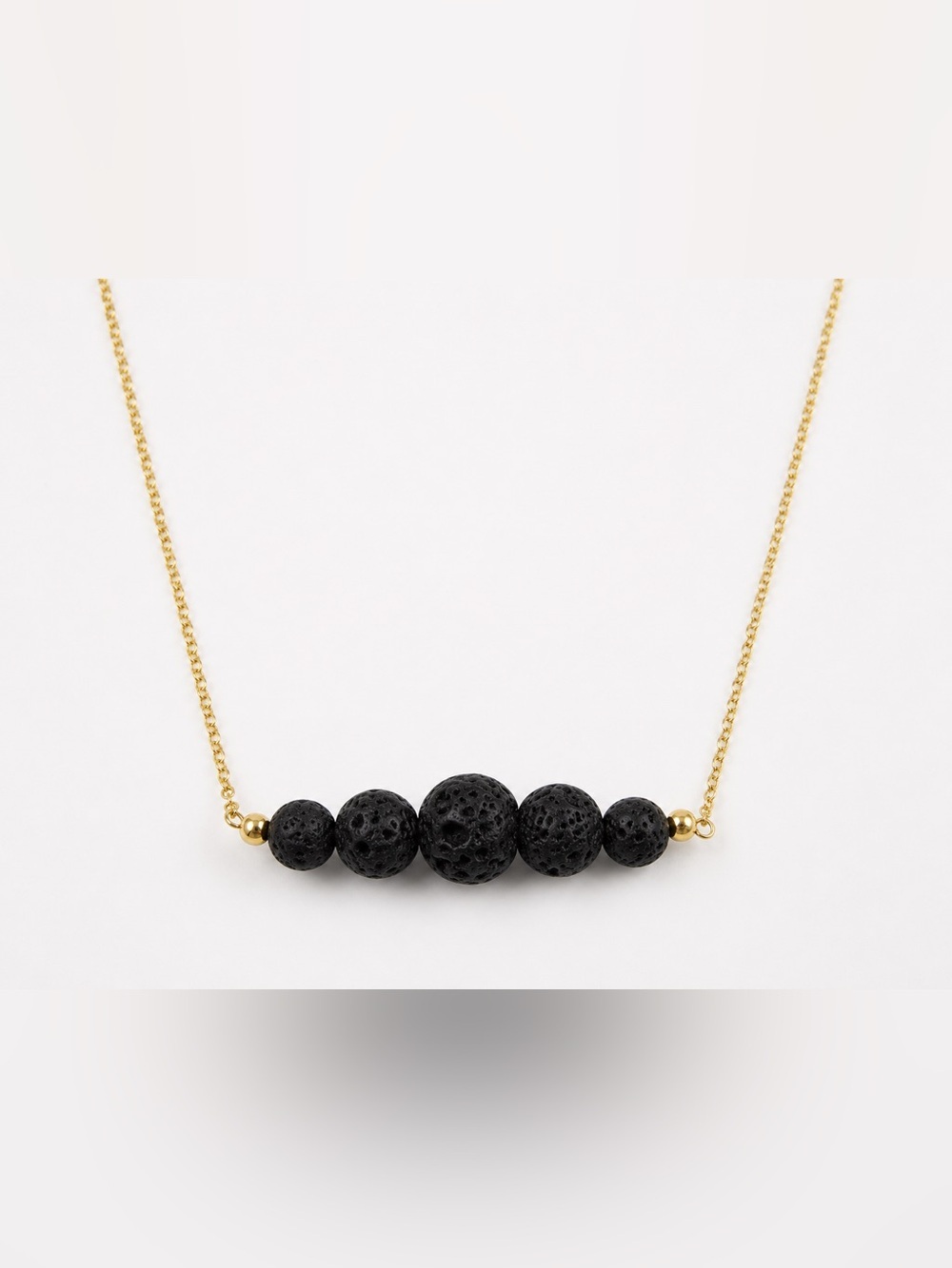 Black Lava Rock Essential Oil Diffuser Necklace Gold Filled Aromatherapy Jewelry - Picture 5 of 5